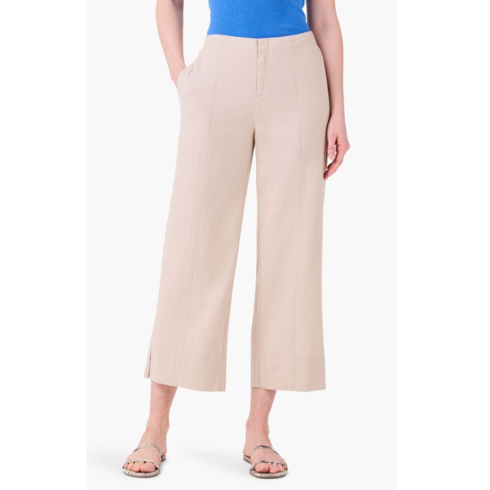 NIC+ZOE Pants Women 14 Brown Rice Linen Blend Wide Leg M241827